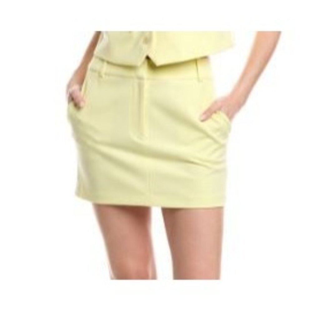 Favorite Daughter Ellie Women's Skirt Limeade Yellow Pockets Mini Short Size 14